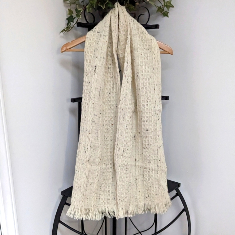 Weave Of The Irish Handcrafted in Ireland Wool Blend Cable Knit Ribbed Scarf